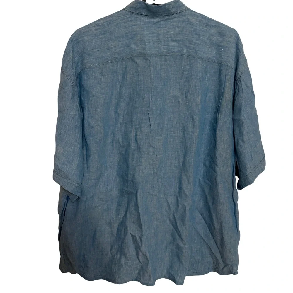 Tommy Bahama Button Down Shirt Relax Fit Mens 3XL Linen Vacation Summer Dad Blue